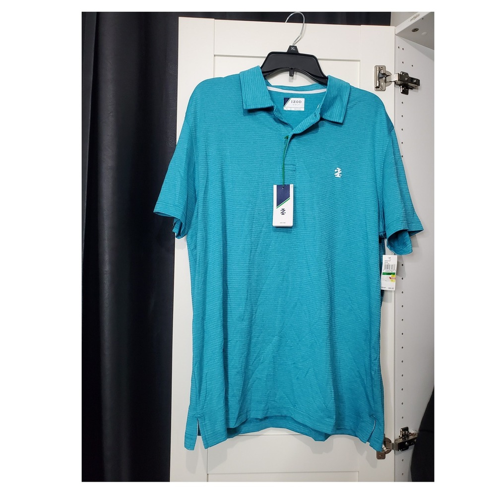NWT ZOD‎ Golf Polo Shirt Striped Moisture Wicking Short Sleeve Top L